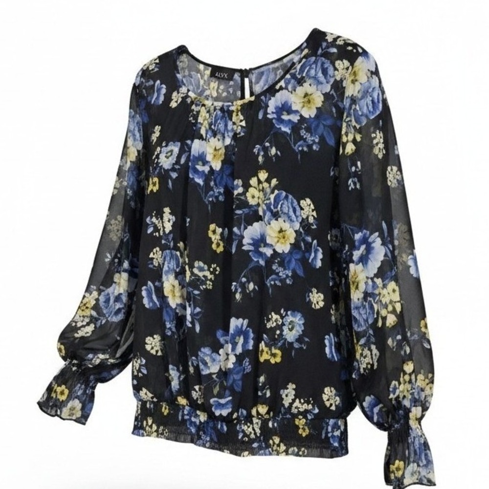 ALYX Whimsy Floral Chiffon Womens Plus size 3X Smocked Waist Top w/Cami Romantic